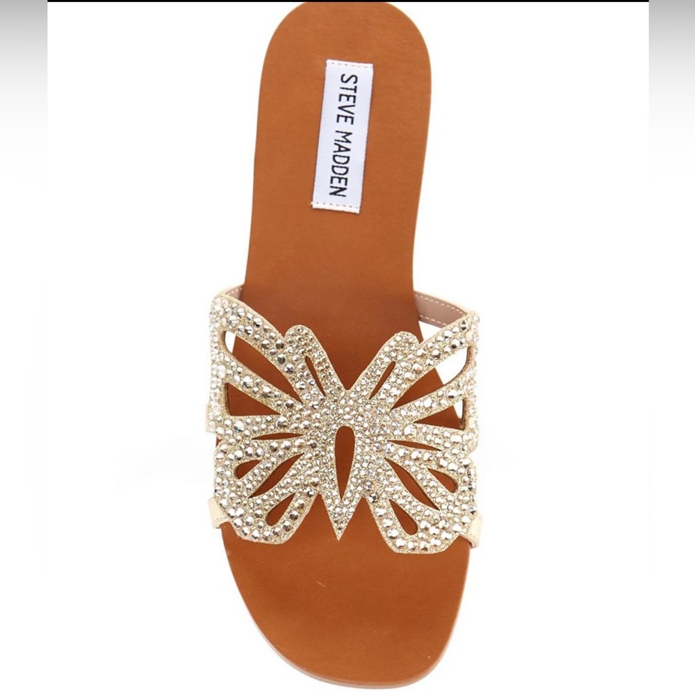 Steve Madden SAVANNAH Gold Butterfly Slides